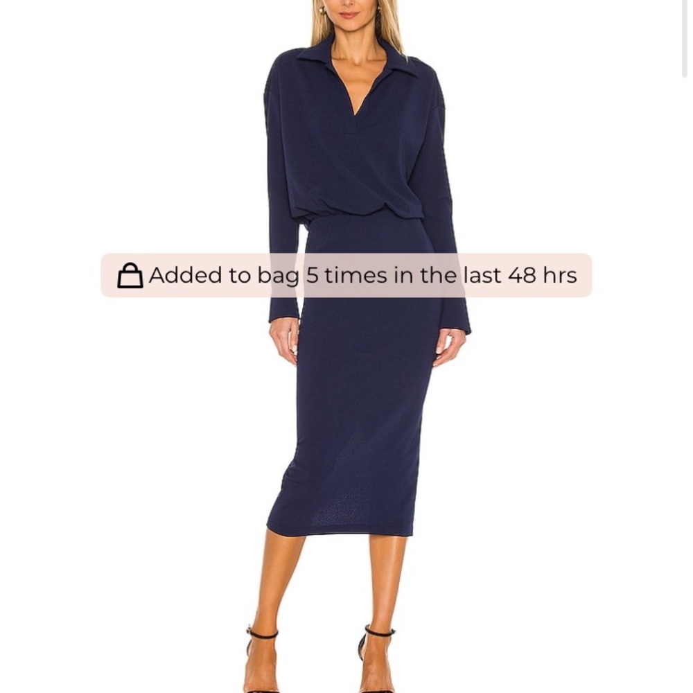 L'Academie Deep Blue Long Sleeve Drop Waist Dress